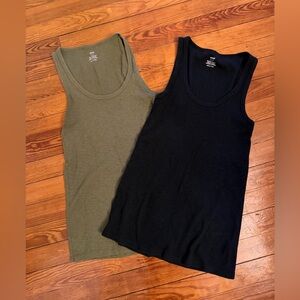 Aerie Mama Maternity Ribbed Tank Tops Bundle Black Green Size S